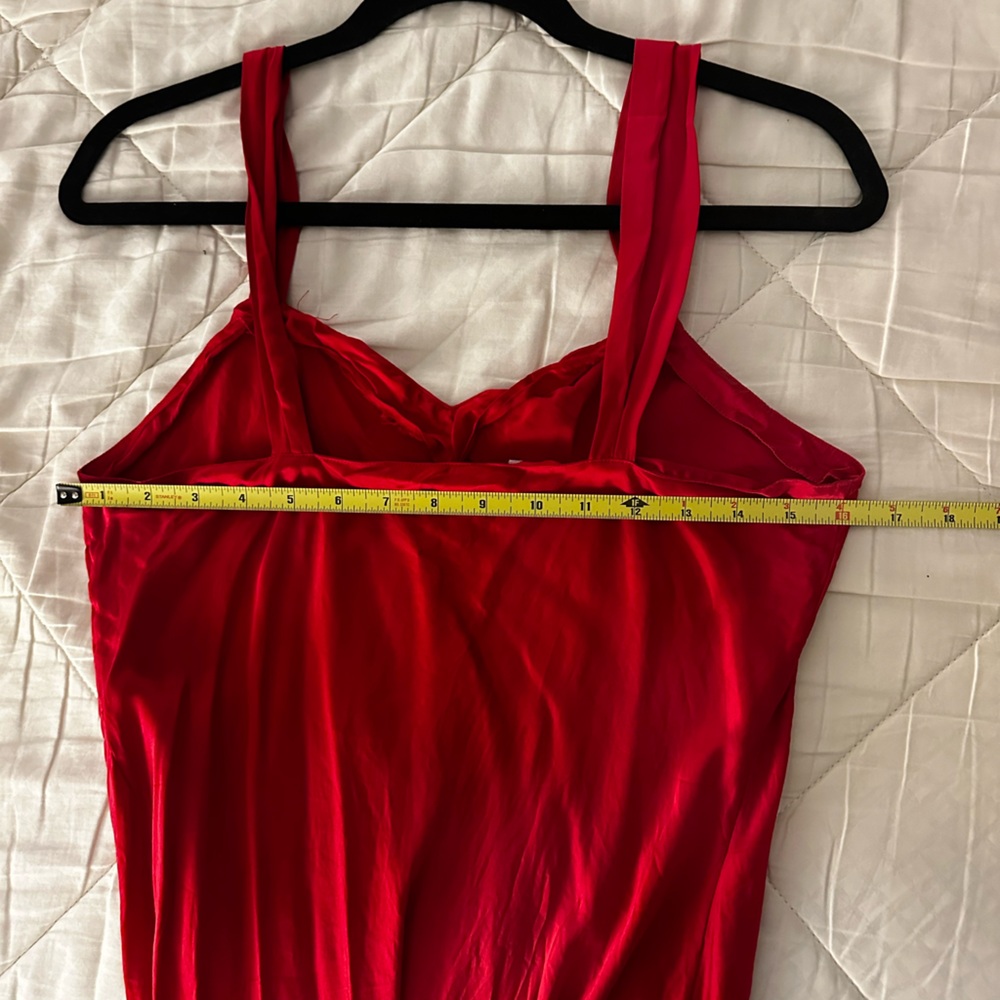 100% Silk Red Maxi Slip Dress - Picture 8 of 8